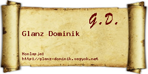 Glanz Dominik névjegykártya